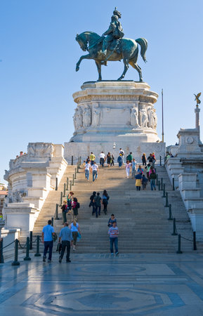 Rome, Italy - September 27, 2008: Visitors on the monument to Vittorio Emanuele II