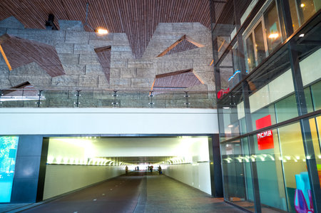 Rotterdam, The Nederlands - July 19, 2016:  The tunnel of the Central Railway Stationのeditorial素材