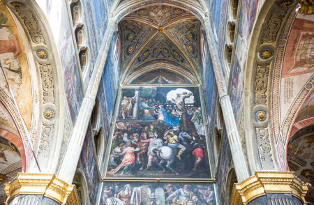 Cremona, Italy - May 14, 2013: The interior of the cathedral with frescoes by various artists of the sixteenth centuryのeditorial素材
