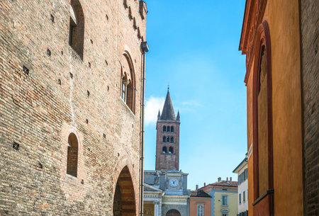 Italy, Cremona, the Sant'Agata bell towerの写真素材