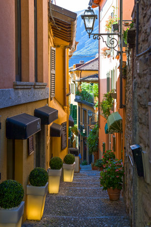 Bellagio, Italy - August 31, 2010: An alley in the  country centerのeditorial素材