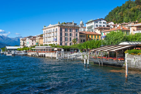 Bellagio, Italy - August 31, 2010: View of the country on the Como llakeのeditorial素材