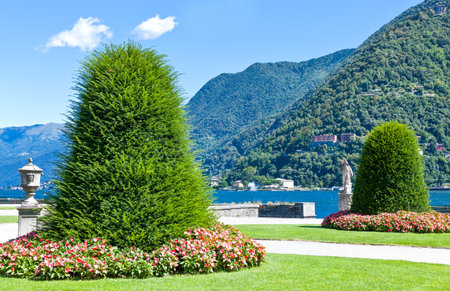 Italy, Como, the Villa Olmo garden in the lakefrontの写真素材