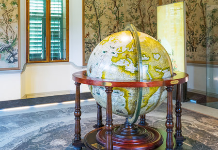 Salzburg, Austria - August 3, 2016: An ancient globe in a hall of the Hellbrun palaceのeditorial素材