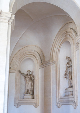 Rome, Italy - March 10, 2014:  The architectures and statues of the Arcade of Palazzo Barberiniのeditorial素材