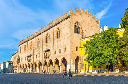 Mantova, Italy -  July 31, 2011:  The Ducale palace in  Sordello squareのeditorial素材