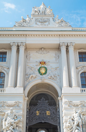 Austria, Vienna, Hofburg Imperial Palace, the St Michael gate with the Hercules statuesのeditorial素材