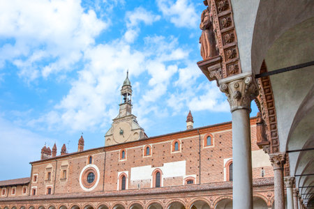 Italy, Pavia, the large cloister of the Charterhouseのeditorial素材