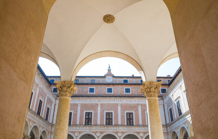 Urbino, Italy - March 20, 2015:  The courtyard of the Ducal Palaceのeditorial素材