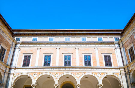 Urbino, Italy - March 20, 2015:  The courtyard of the Ducal Palaceのeditorial素材