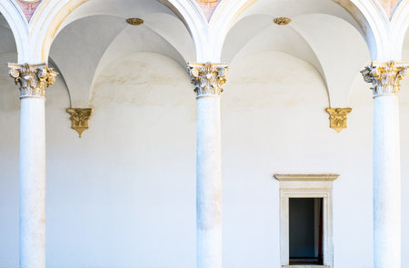 Urbino, Italy - March 20, 2015:  The courtyard of the Ducal Palaceのeditorial素材