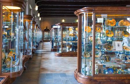 Turin, Italy -  June 5, 2010: The ceramics hall in Palazzo Madama museumのeditorial素材