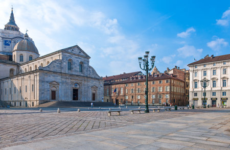 Turin, Italy -  June 25, 2010: The facade of  the Cathedralのeditorial素材