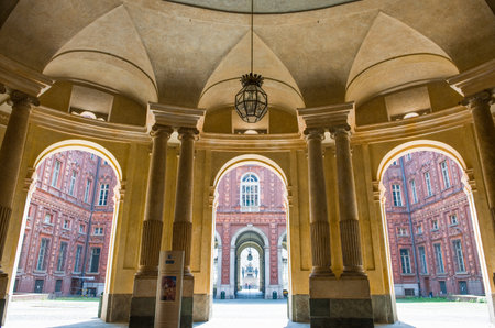 Italy, Turin, the courtyard of the Carignano Palaceのeditorial素材