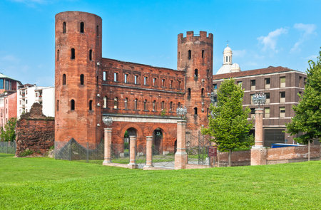 Italy,Turin,the Porta Palatinaのeditorial素材