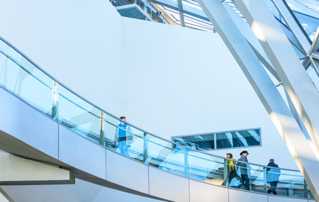Lyon, France - December 10, 2016: Confluence district, the ultra moder architextures of the Confluence museum insideのeditorial素材