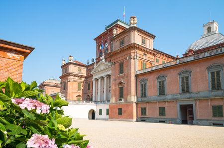 Racconigi, Italy - June 28, 2015: The Royal Castle main entrance seen from the courtyardのeditorial素材