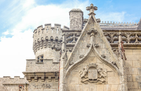 Concarneau, France - August 10, 2017: Detail of the main facade of the De  Keriolet castleのeditorial素材