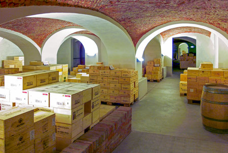 Pollenzo, Iyaly - July 19, 2005: The wine bank  in the university of gastronomic sciences