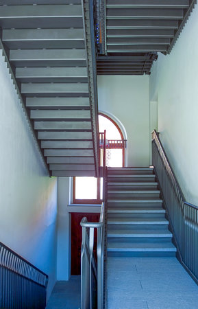 Pollenzo, Iyaly - July 19, 2005: The staircase to the wine bank  in the university of gastronomic sciencesのeditorial素材