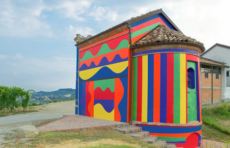 Barolo, Italy . July 23, 2005: The Delle Brunate chapel decorated by the painters LeWitt and Tremlettのeditorial素材