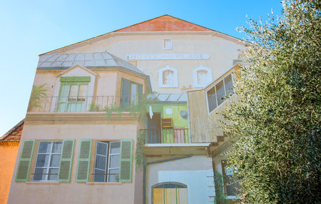 Cannes, France - November 21, 2017: The typical colorful houses of Le Sequet old townのeditorial素材
