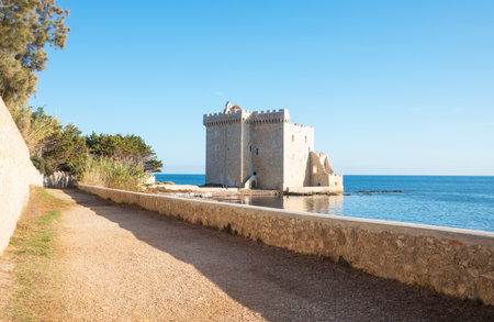 Cannes, France - November 21, 2017: St Honorat island, the fortified Monasteryのeditorial素材