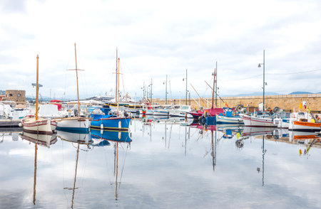Saint Tropez, France, November 22, 2017: Fishermen boats in the old harborのeditorial素材