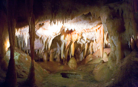 Italy, the fascinating and colorful limestone formations in the caves of Castellanaの写真素材