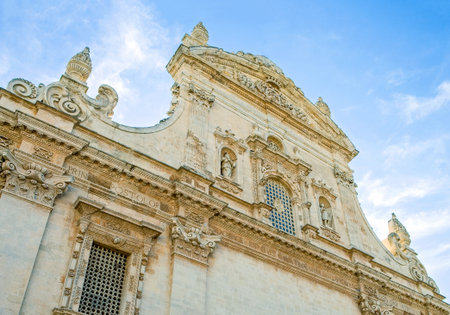 Galatina, Italy, upward view of the facade of the church of Saints Peter and Paulのeditorial素材