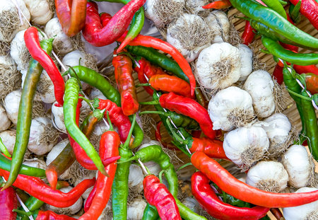 Rodi Garganico, Italy, typical food products in the market of the villageの写真素材