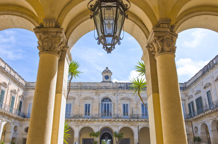 Lecce,  Italy - April 17, 2010:  View of the Celestini convent courtyardのeditorial素材