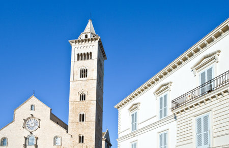 Italy, Trani, the facade and the bell tower of the Cathedral (XI century)の写真素材