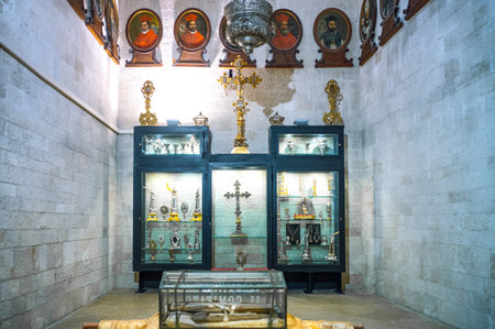 Bari, Italy - May 6, 2017: Old town, the chapel of the relics in the St Nicholas Basilica
