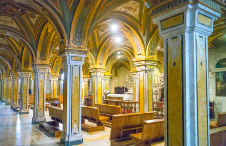 Bari, Italy - May 6, 2017: The crypt of the St Sabino Cathedralのeditorial素材