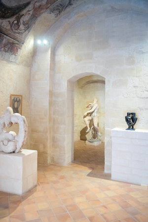 Matera, Italy - may 4, 2017: Art works in the Museum of Contemporary Sculpture lodged in the Pomarici palaceのeditorial素材