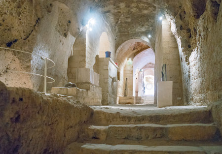 Matera, Italy - may 4, 2017: Art works in the Museum of Contemporary Sculpture lodged in the Pomarici palaceのeditorial素材