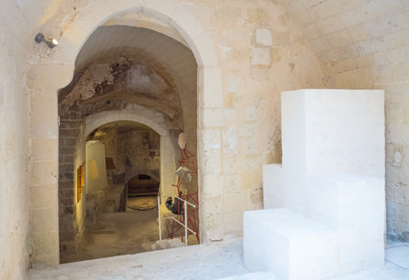 Matera, Italy - may 4, 2017: Art works in the Museum of Contemporary Sculpture lodged in the Pomarici palaceのeditorial素材