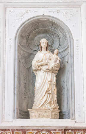 Caltagirone, Italy - February 17, 2018: Sicily island,a statue of the Madonna with Child in  the St. Maria Del Monte churchのeditorial素材