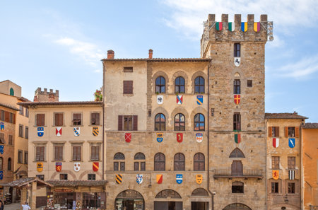 Arezzo, Italy - September 5, 2009: The medieval palaces of Piazza Grande