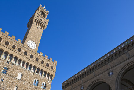 Italy,Tuscany,Florence, Della Signoria square,the Palazzo Vecchioの写真素材