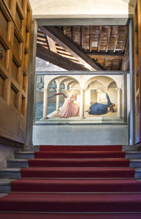Florence, Italy - October 15, 2009:  The Beato Angelico's fresco in San Marco palaceのeditorial素材