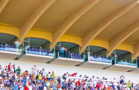 Florence, Italy - August 25, 2012:  People in the main stand of the Artemio Franchi football stadium designed by Pier Luigi Nerviのeditorial素材