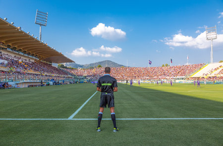 Florence, Italy - August 25, 2012:  A match in the Artemio Franchi football stadium designed by Pier Luigi Nerviのeditorial素材