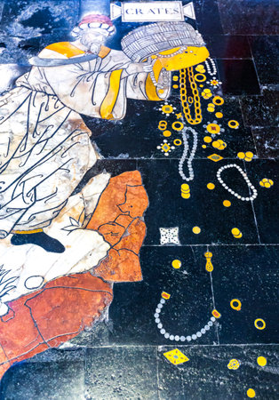 Siena, Italy - August 24, 2012: The famous inlays of colored marbles of the Cathedral's  floorのeditorial素材