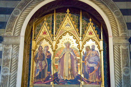 Siena, Italy - June 20, 2009: The   altar piece  by Giuseppe Catani in the inside of the Cathedral's baptisteryのeditorial素材