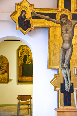 Siena, Italy - June 20, 2009: The medieval paintings of the San Bernardino Oratorioのeditorial素材