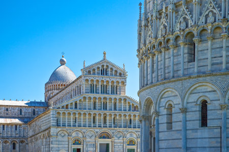 Italy,Tuscany,Pisa, Dei Miracoli square.the Cathedral and the Baptistryの写真素材