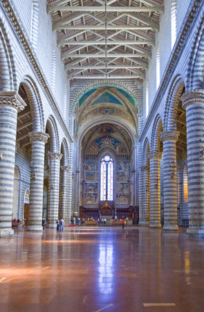 Orvieto, Italy - May 19,2009: Visirors in the nave of the Cathedralのeditorial素材