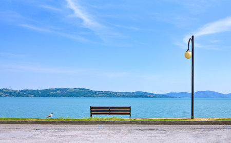 Italy,Umbria,the Trasimeno Lakeの写真素材